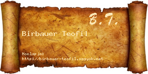 Birbauer Teofil névjegykártya